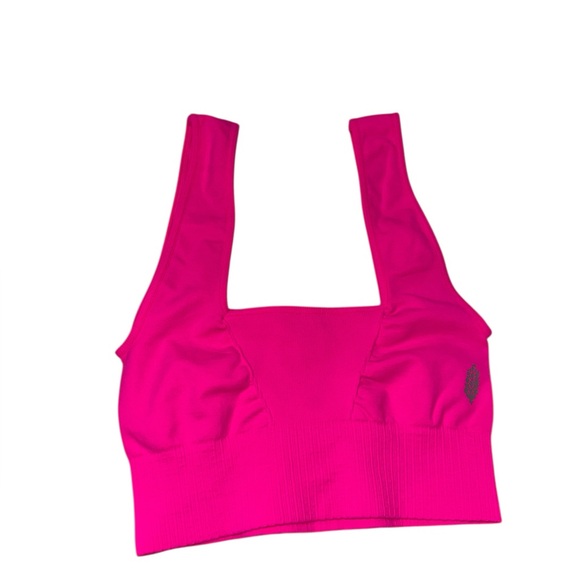 NWOT Free People Movement Good Karma Square-Neck Bra Neon Pink XS/S - Picture 4 of 8